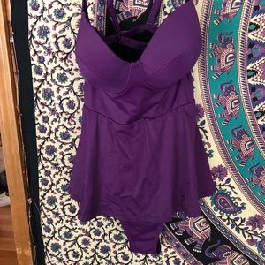 Purple One Piece Peplum Bathing Suit